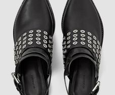 ALLSAINTS Black Leather Open Back Ankle Boots