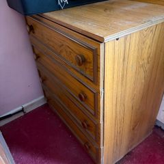 4 drawer chest of drawers with wood effect finish and original handles.