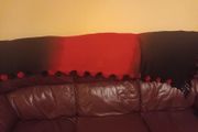 Red/Black Pashmina/Shawl with Fur Pom Poms