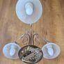 Satin Chrome 3 Arm Semi Flush Ceiling Light-Alabaster Glass Shades Image 2