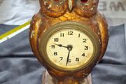 Rare Antique Cold Painted Bronze Clock in form of an Owl. The decorative dial sits in the owls belly and has wind up movement,