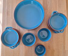Ernesto Blue with Brown Rim 14 Serving Dishes