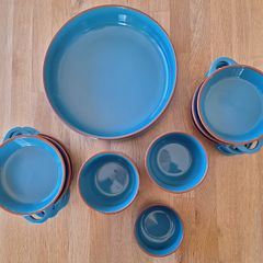 Ernesto Blue with Brown Rim 14 Serving Dishes