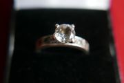 Vintage Sterling Silver 925 Statement Solitaire Ring with Round Faceted White Topaz size P  - 3,51g