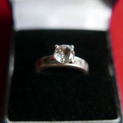 Vintage Sterling Silver 925 Statement Solitaire Ring with Round Faceted White Topaz size P  - 3,51g