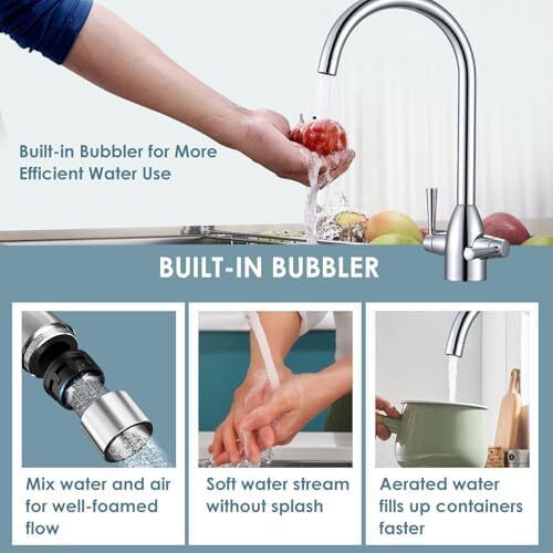 Kitchen Sink Mixer Tap Monobloc Dual Lever Chrome 360 Swivel High Arc