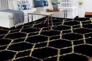 120x180cm Black and Gold Rugs Living Room, Machine Washable Non-Shedding Non Slip Rug, Thick Soft Fluffy Carpet, Geometric Rugs for Kids Room, Kitchen, Lounge, Bedside