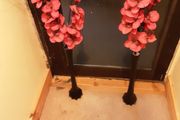Two vintage tall glass vase &amp; flowers