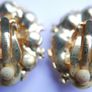 Vintage Large Oval Clip-On Earrings with Faux Pearls & Cut Crystal Image 4