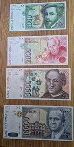 Pre Euro Spain Peseta Banknotes Complete High Denomination Set