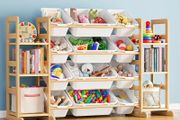 Toy Storage Organizer with 6 Shelves and 12 Bins, Bookshelf/Bookcase, Kids Bin Shelf, Toys Box for Playroom Organization for Bedroom &amp; Room Decor, White, 52.3" W