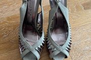 Brand New Grey Suede Perp Toe Sling Backs UK7