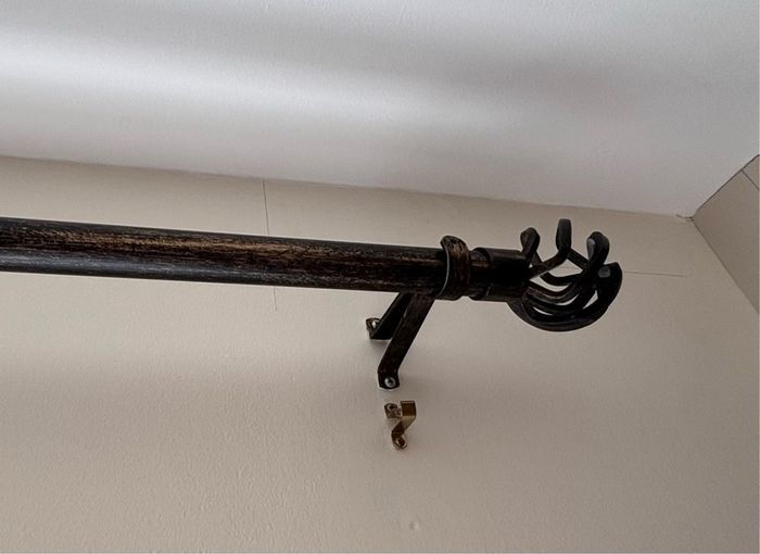 Black / Brass Cage Eyelet Curtain Pole