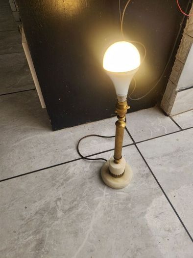 onxy and brass table lamp. 14 inches high