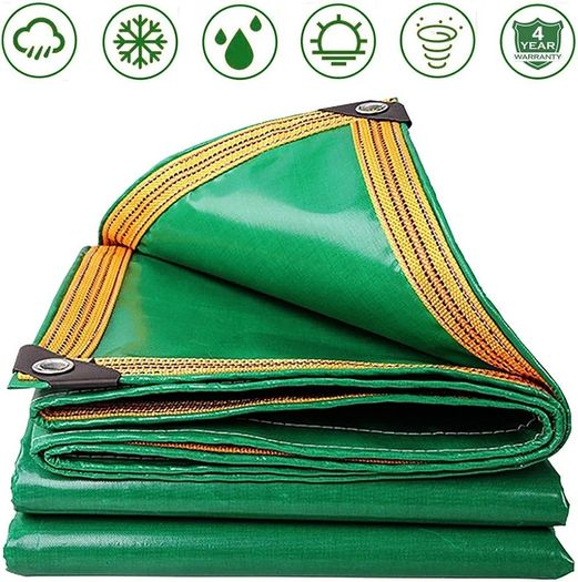 Tarpaulin Waterproof Heavy Duty 420g/m 100% Waterproof Tarps Multi-Purpose Cover for Kennels Chicken Coops Fishpond Hay Log Pile Roof Trailer Outdoor Furniture Ground Sheet 1.5 x 2M