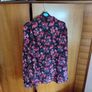 Black blouse with pink flower pattern Image 3