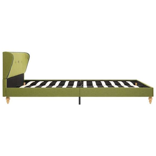 Bed Frame Green Fabric 135x190 cm