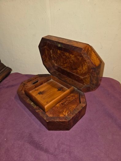 Vintage hand made Thuya Burl Wood Jewellery Box