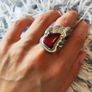 Unique design ring with a red angel wing stone Image 6