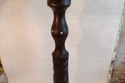 Vintage Hand Carved Wood Floor Ashtray. Brass Insert.