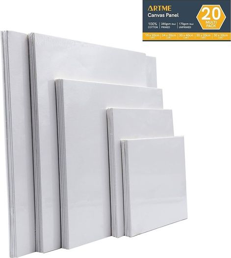 20pcs Canvas Panels (15x20-4pk, 24x30-4pk, 30x40-4pk, 20x20-4pk, 30x30-4pk) 3mm Blank Artist Canvas Board