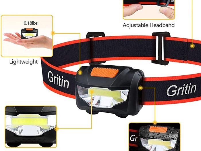 LED Head Torch, [2 Pack] COB Headlamp Super Bright Headlight, Adjustable with 3 Modes, Lightweight for Running, Camping, Fishing (FREE POSTAGE)