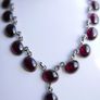 Vintage Garnet Sterling Silver Necklace,925 purity,9/8mm oval Cabochon, Natural Gemstone, Beautiful Silver Necklace, length- 18 " - 14,45g Image 2