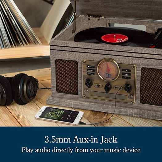 Player Vinyl Turntable with Speakers USB MP3 Playback/Bluetooth/FM Radio/CD And Cassette Player/Vinyl LP Records/SD Card Reader (FREE POSTAGE)