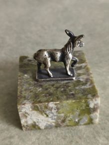 Donkey/mule figure on GREEN Connemara marble plate .