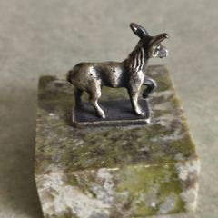 Donkey/mule figure on GREEN Connemara marble plate .