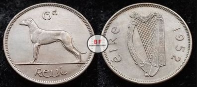Ireland | 1952 | Irish 6d | 6 Pence | Wolfhound | KM.13a | UNC | [#2003]
