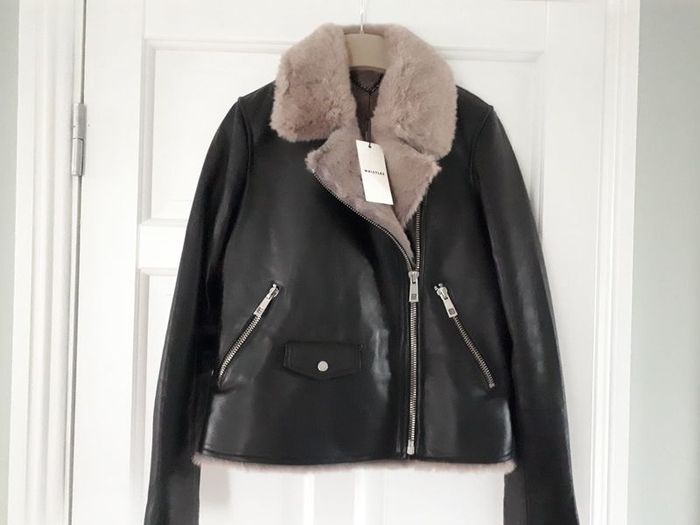 Whistles - Leather Biker Aviator Jacket - Black - UK 8 - BNWT RRP 479