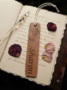 Personalised Rose & Name Laser-Engraved Bookmark