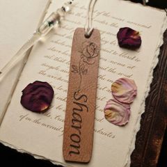 Personalised Rose & Name Laser-Engraved Bookmark