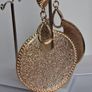 Gold Sunburst Hammered Round Disc Drop Earrings Image 10