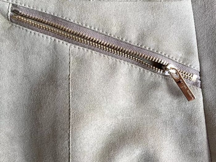 Karen Millen Satin Lined Suede Leather Duster Coat - Beige.