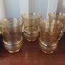 Fabulous Set of Four Vintage Retro Mid-Century-Modern Tumblers with Gilt Banding and a Lovely Unusual Shape, Unknown Maker but Likely from Bohemia or Czechoslovakia Image 2