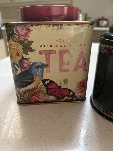 Vintage Tea Caddy - Nostalgia by Siam Selection Air Tight colourful tea caddy and Free Harrods Pure Garden Fresh Assam Tea - airtight round tea caddy