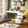Computer Desk with Drawers 120x48cm Office Storage Reversible Small White Desks for Home Image 8