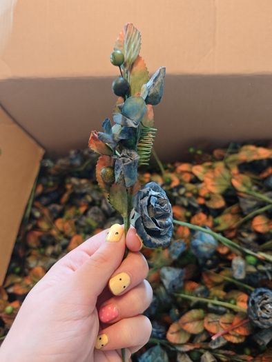 blue rustic faux flowers bundle artificial