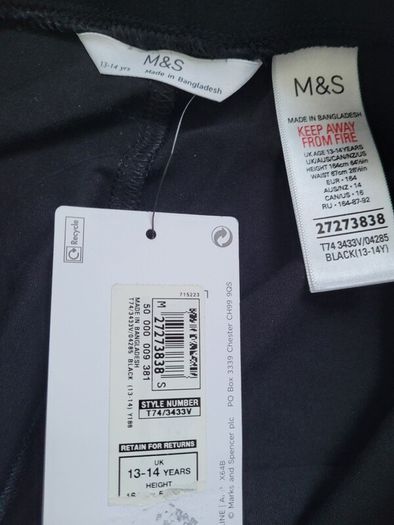 BNWT M&S leggings, size: 13-14 years