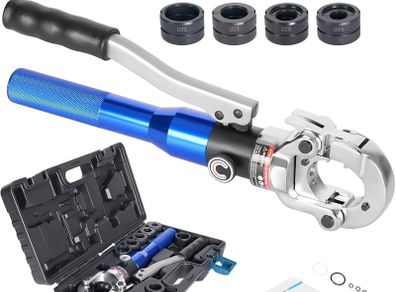 Professional Crimping Pliers U Contour and M Contour Pressing Tool with 360 Rotating Head, for Composite Pipe (16mm, 20mm, 25mm, 32mm) and Copper Pipe (12mm, 15mm, 18mm, 22mm, 28mm)