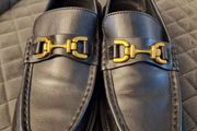 Womens black leather loafers