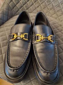 Womens black leather loafers