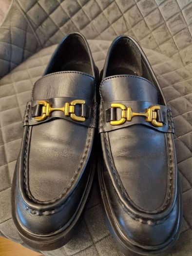 Womens black leather loafers