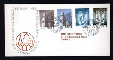 1975 Ireland European Architectural Heritage Year Commemorative Stamp Illustrated The Irish Times Addressed First Day Cover (FDC)
