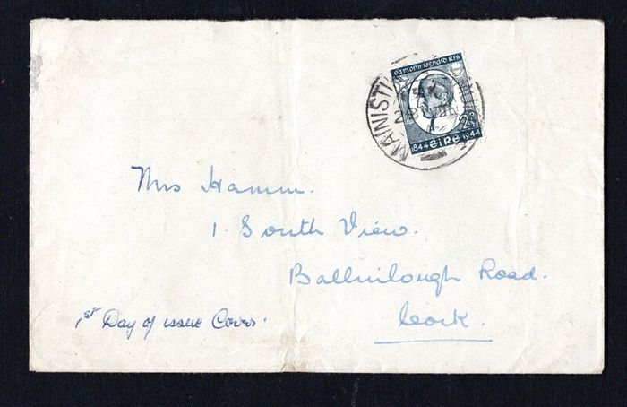 1944 Ireland Centenary of the Death of Brother Edmond Redmond Ignatius Rice (Founder of the Irish Christian Brothers Commemorative Stamp First Day Cover on plain cover with Mainistir Fhear Muighe (Fermoy, Cork) Cancel
