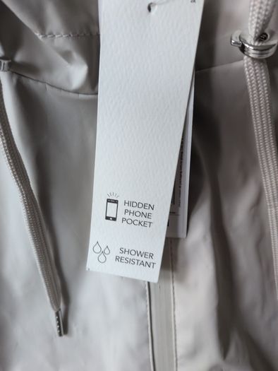 F&F Ladies Shower Resistant Long  Jacket With Hood. . (Hidden Phone Pocket ). S.18.   B.N.W.T.
