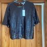M&S Chocolate Brown Sequin Short Sleeve Top   Size UK 14 Image 3