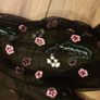 Bershka black mesh embroidered top size UK small Image 6